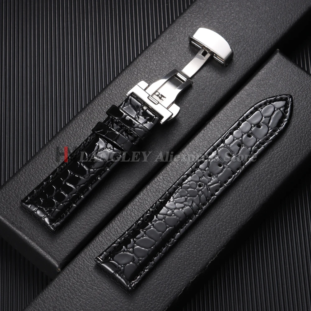 

Crocodile Pattern Design Leather Watch Band 12/14/16/18/20/22mm Soft Black Brown Watchband Men Women Wristband Replacement Strap