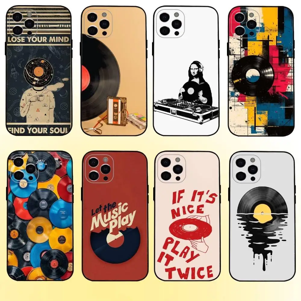 

Vinyl DJ Record Art Phone Case For iPhone17,16,15,14,13,12,11 Plus,Pro Max Soft Black Cover