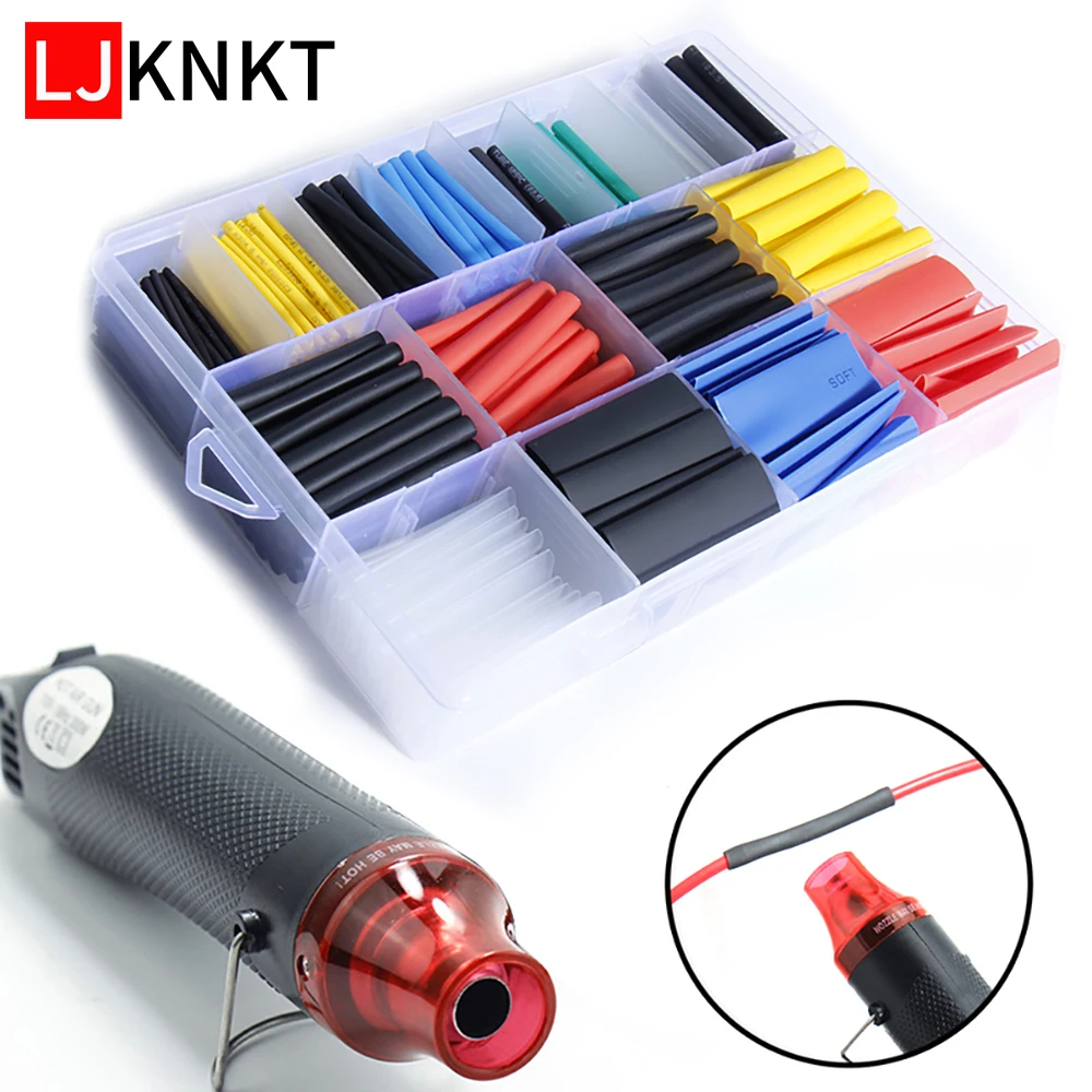 

580pcs Heat shrink Thermoresistant Tube Heat Shrink Wrapping Kit Electrical Wire Cable Insulation Sleeving Kit with Hot Air Gun