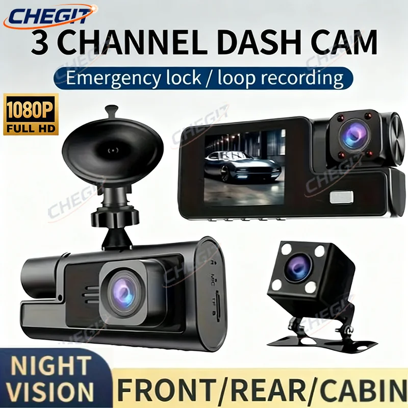 3 Cameras Car Dvr W… - image