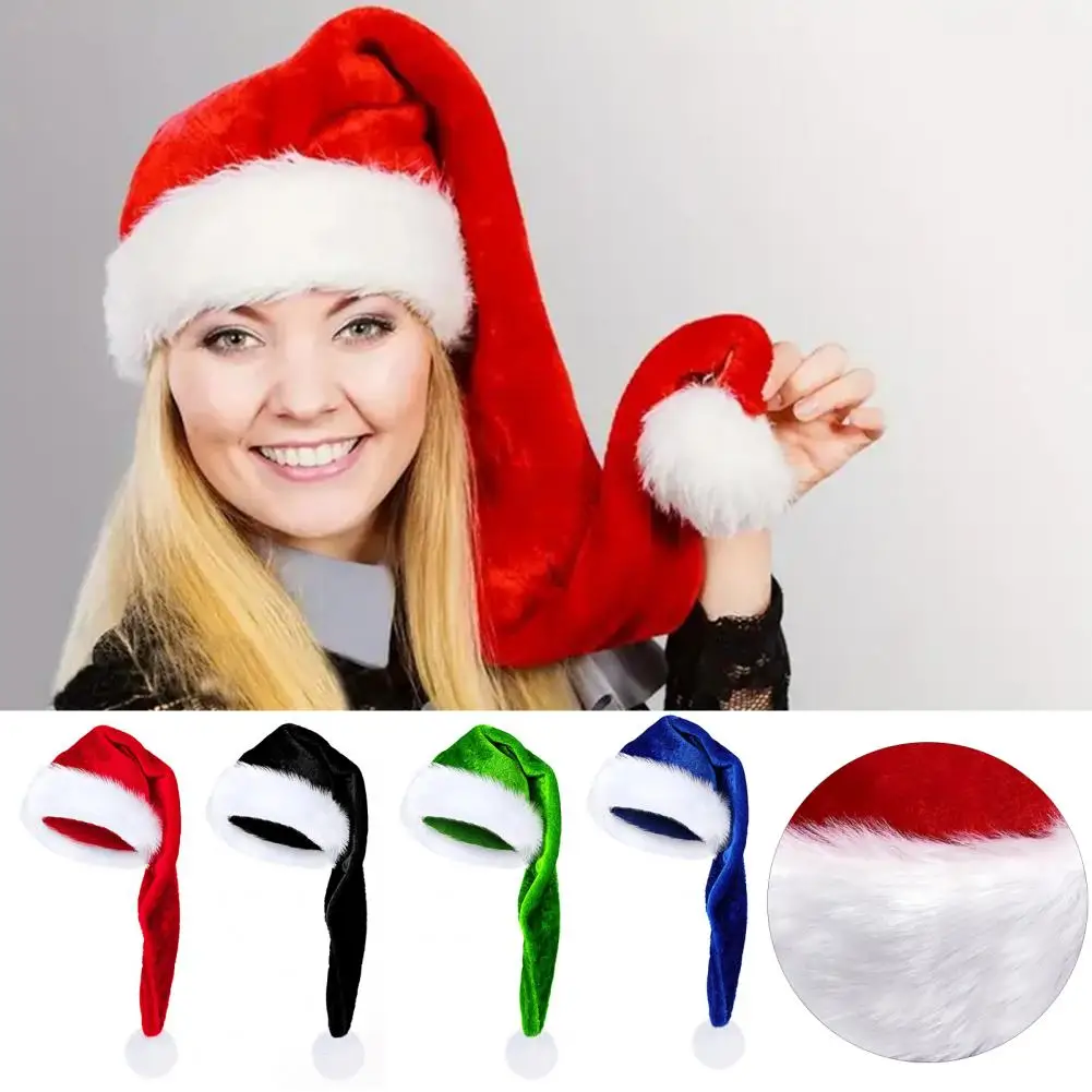 Santa Hat Adults Long Xmas Velvet Santa Hat Winter Warm Costume Christmas Party Supplies Cosplay Parties Stage Performance