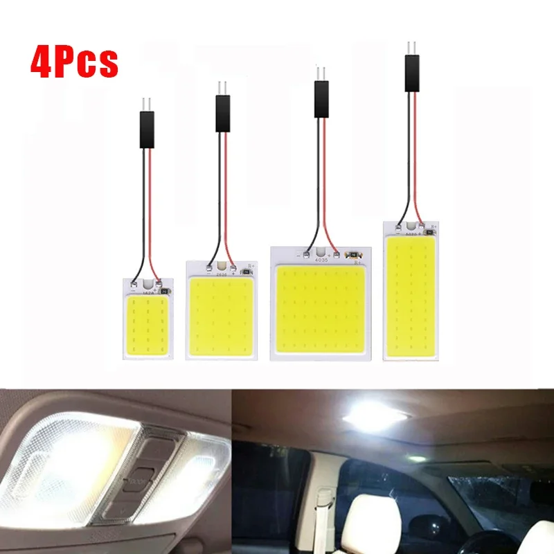 4pcs T10 Festoon BA9S LED 18/24/36/48 SMD COB Chip Adapter White 12V LED Bulb Car Interior Dome Reading Parking Auto Panel Light