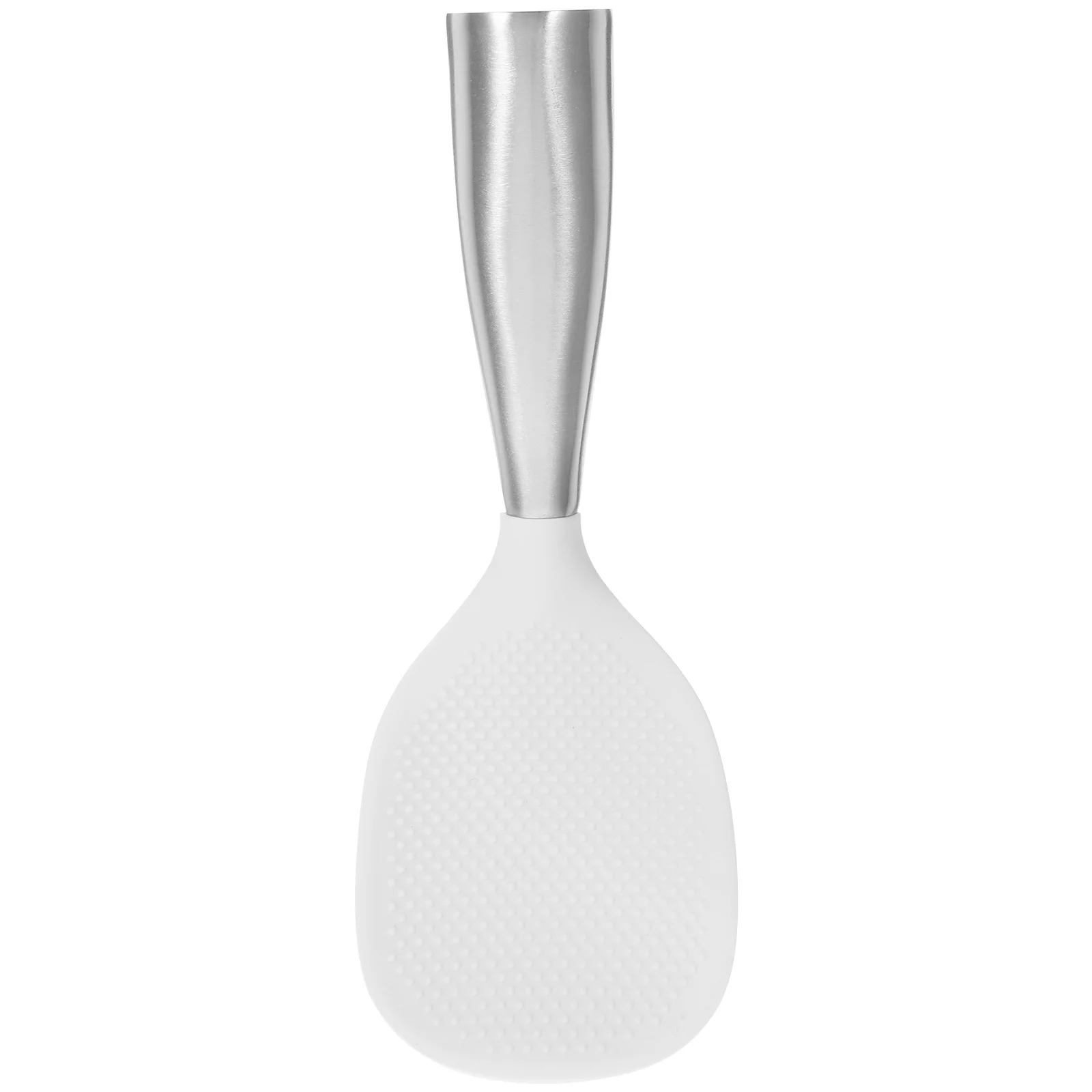 

1pc Stainless Steel Rice Spoon Nonstick Silicone Standing Design Space Saving Kitchen Tool For Rice Cooker Modern Tableware