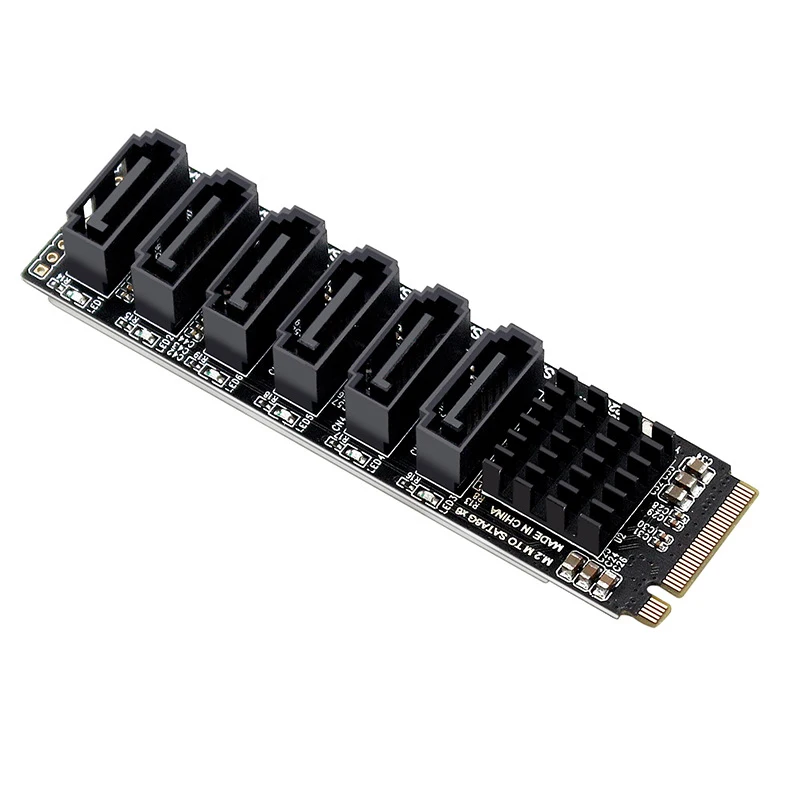 M.2 M KEY NVME to SATA Convert Card 6 Ports SATA 3.0 Extend Adapter PCIE 3.0 X2 Hard Disk Capacity Expand Adapter