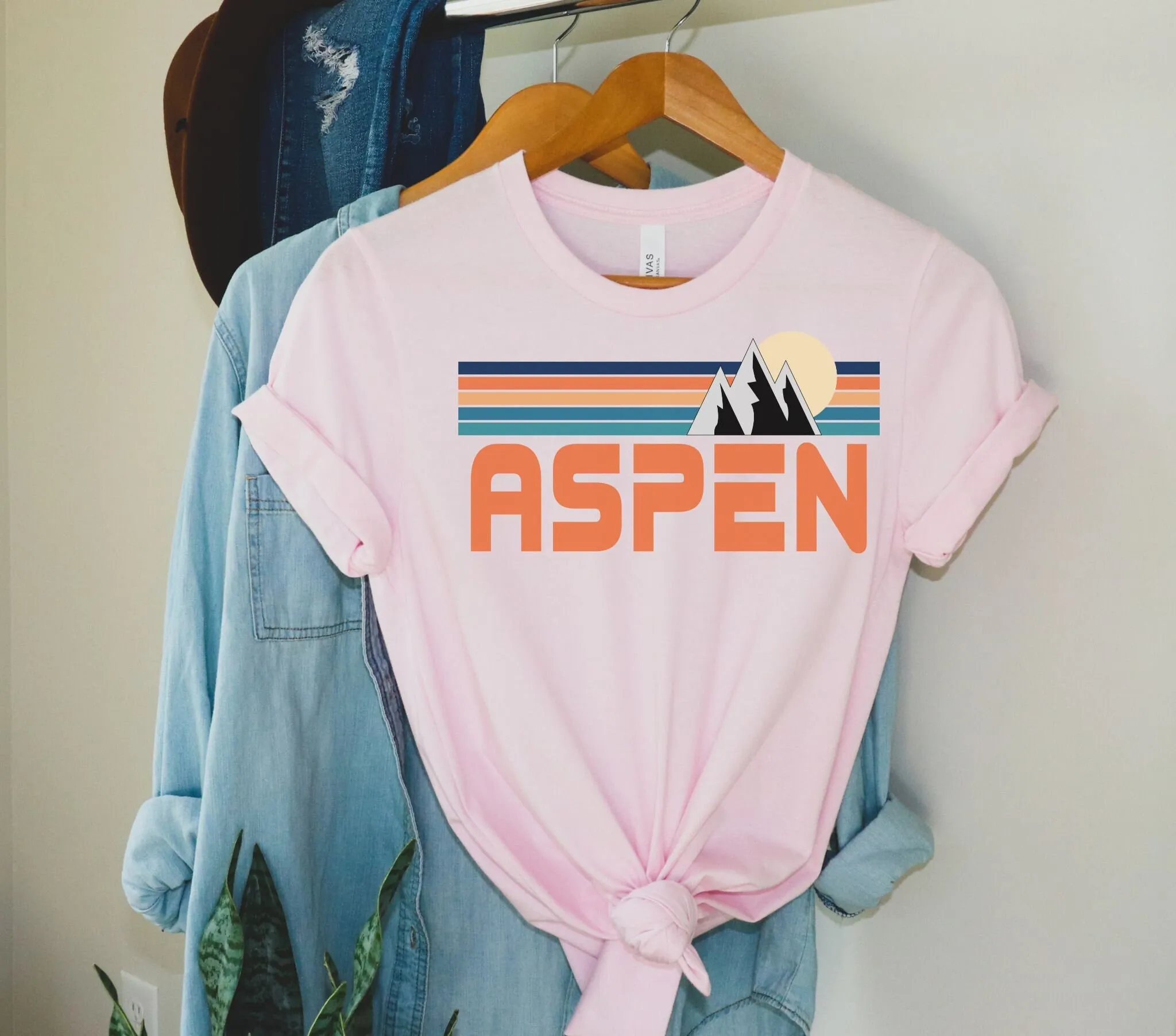 Aspen T Shirt Ski Mountain Design Travel Retro For Colorado