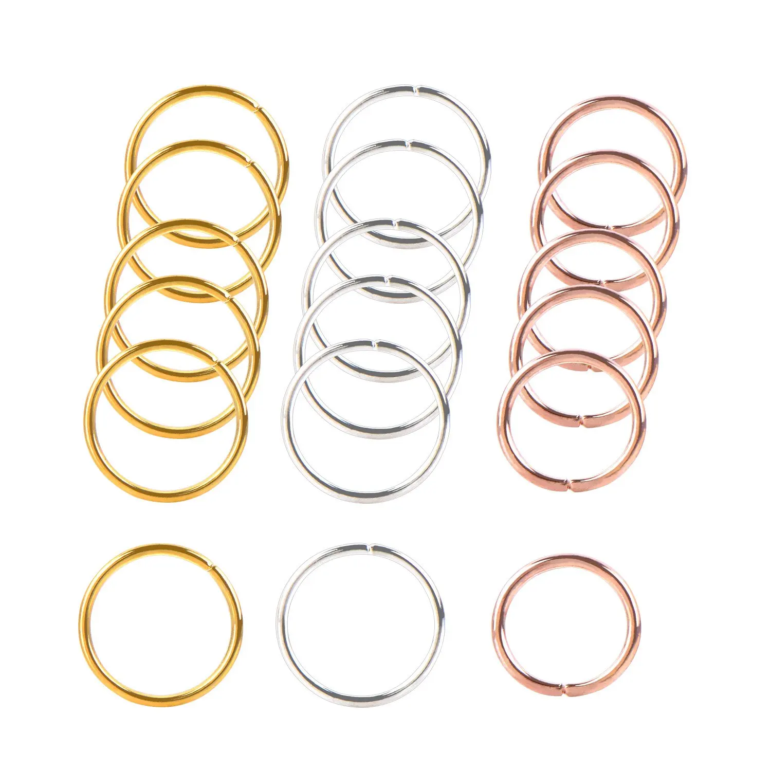 Anillos trenzados de Metal para mujer y niña, juego de cuentas de Rastas, Color oro rosa, 100 piezas, 12mm