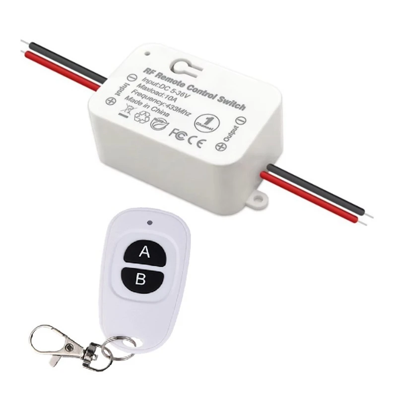 433Mhz Wireless Remote Control Switch 10A DC 6V 12V 24V 30V 36V Mini RF Relay Receiver Transmitter