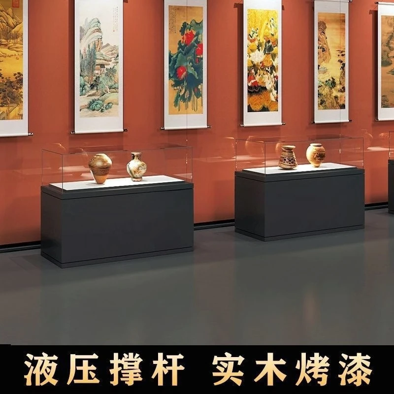 Museum Display Cabinet Antique Cultural Relics Calligraphy and Painting Cabinet Solid Wood Hydraulic Glass Display Cabinet