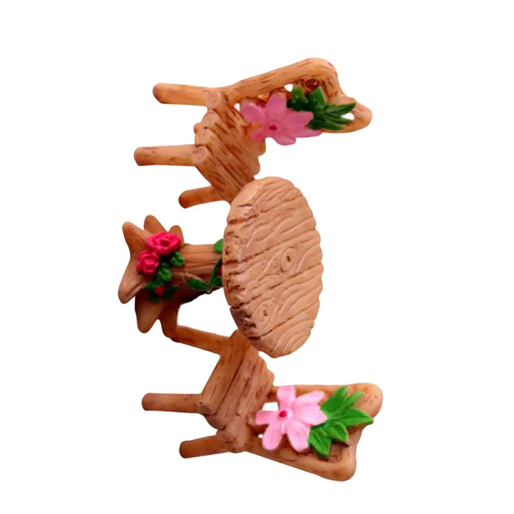 

Mini Resin Table Chair Ornaments Durable Plant Decor Miniature Landscape Accessory Garden Statue Sculpture Yard