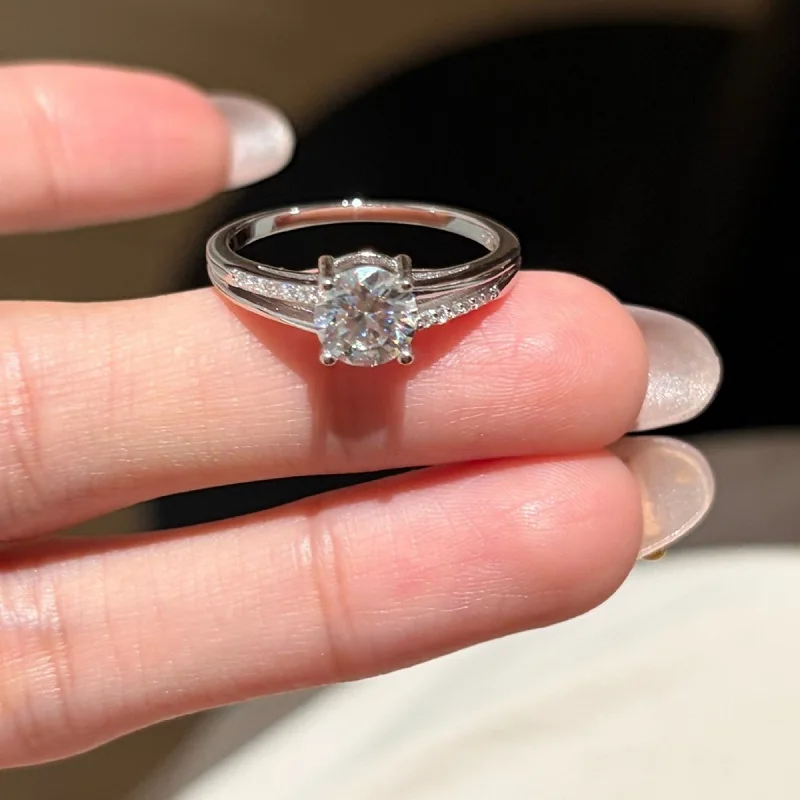 Apaison Sparkling 1 Carat Moissanite Rings for Women - Wedding Engagement Anniversary 925 Sterling Silver Ring Jewelry Gift