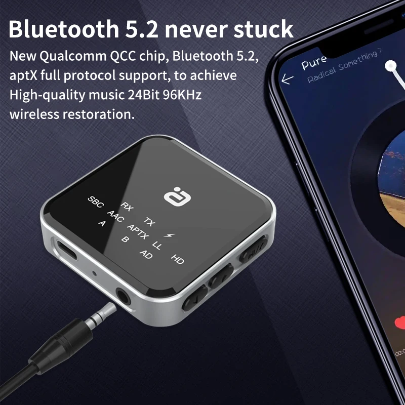 Nadajnik-odbiornik audio HIFI Bluetooth 5.2 2 w 1 aptX Adaptive /HD/LL 3.5mm AUX RCA USB Dongle Bezprzewodowe połączenie do samochodu TV PC