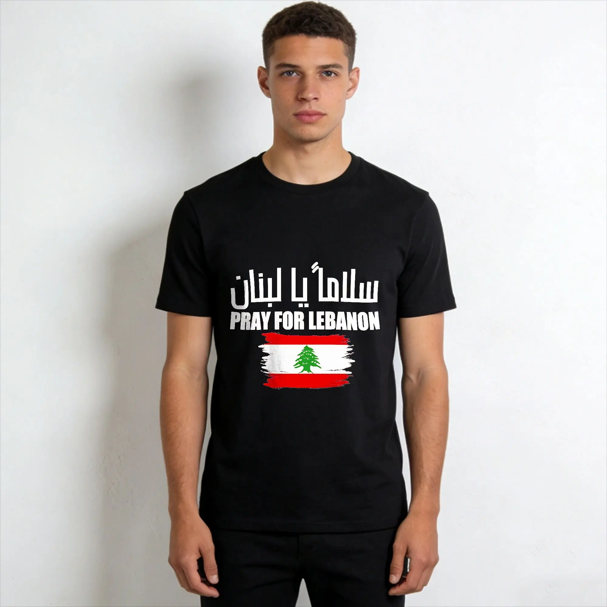 Lebanon Flag  Men's T Shirt  Cool Tee Shirt Short Sleeve O Neck T-Shirt Pure Cotton Gift Idea Clothing