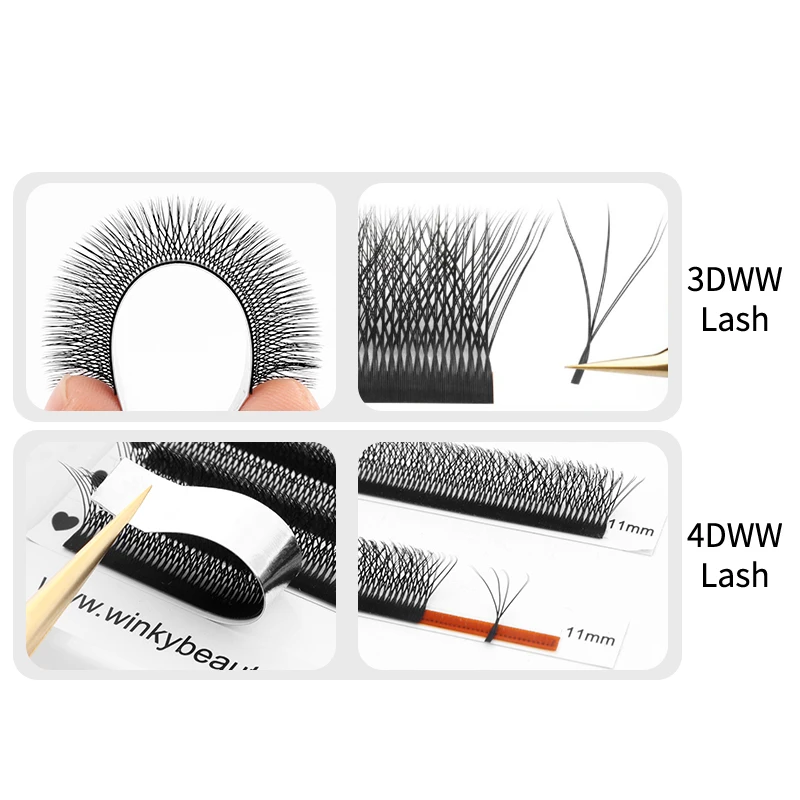 False eyelashes stock clearance sale,3DWW/4DWW Shape Natural Soft Light Hand Woven Fans Automatic Flower False Eyelashes