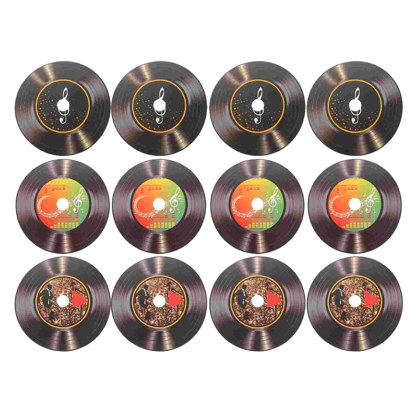 12 Pcs Vinyl Record Decoration Aesthetic Wall Decoupage Paper Prom Interior Adornments Records For Pvc Ornaments Decorative