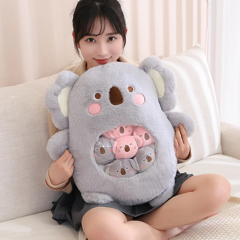 Sac d'Ours Koala en Peluche de Dessin Animé Japonais, Lapin Doux, Oreiller Créatif, Dinosaure, Beurre, Cadeau, 6 Pièces