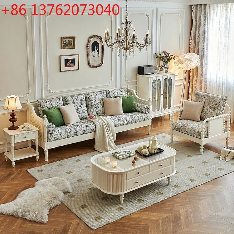 

Белый кремовый диван из массива дерева с плетеным ротангом, на три или четыре места, прямой, новая модель 2026 года