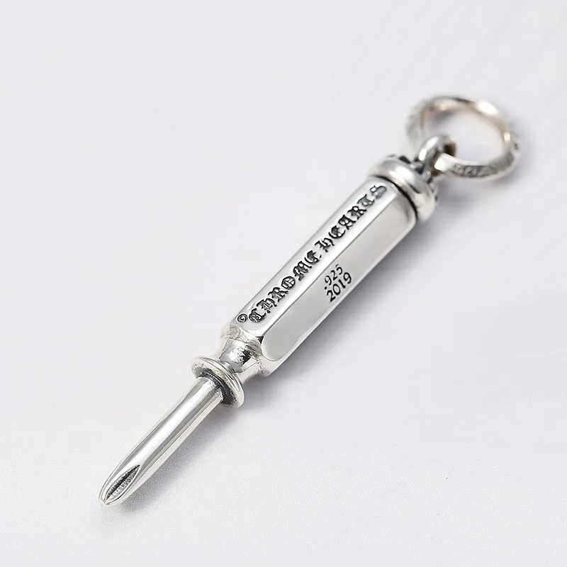 Korean Fashion Creative Cross Screwdriver Pendant Men's s925 Sterling Silver Korean Popular Personality Cool Necklace