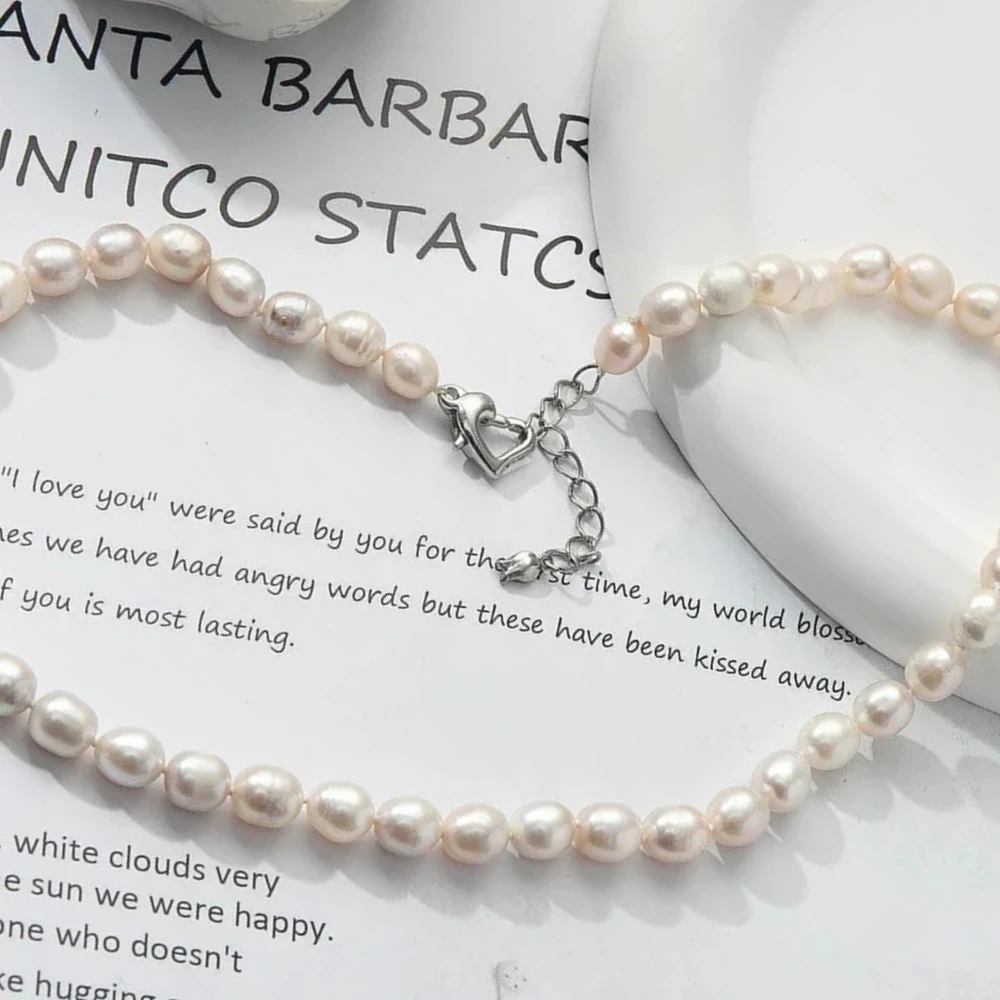 

Potato Shape 7-8mm Pearl Necklaces Natural Freshwater White Pearl Lobster Clasps Classic Feminine Jewelry Women Birthday Gifts