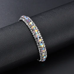 Top Sale Bracelet Full AAA Zircon Austrian Crystal Femme Women Link Chain Jewelry Bangles Women's Bracelets Blue Colorful