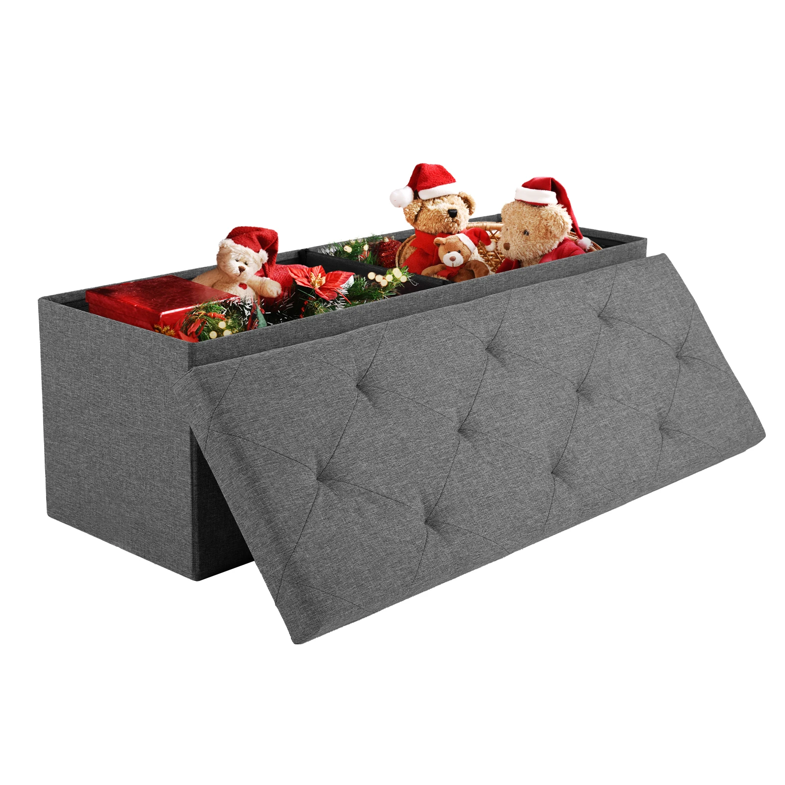 Pop Living Room Hidden Storage Footstool Toy Box Bedroom Bench Linen Fabric Easy Assemble Strong Load-bearing Capacity Stool