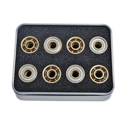 Skate Bearings BSB Golden Bearings Highly Speed 16 Pieces Swiss 7-Beads ILQ-11 Bearing 608 with Iron Box Inline Skate Bearing