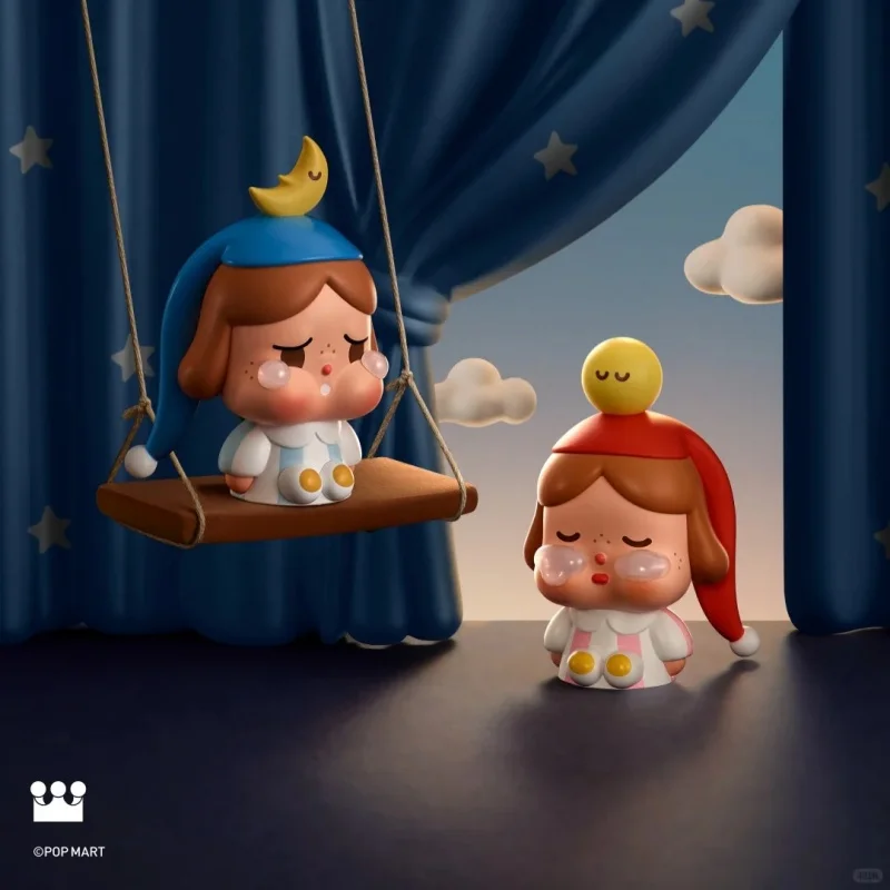 오리지널 POPMART CRYBABY 런어웨이 문 시팅 큐트 그레인 토이 핸드메이드 블라인드 박스 귀여운 인형 선물 어린이 서프라이즈 생일 선물