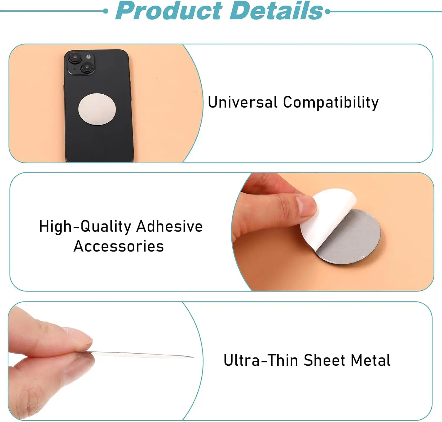 Universal Metal Plate  for Magnetic Phone Car Mount Holder Cradle with Adhesive (Compatible with Magnetic Mounts) image 5