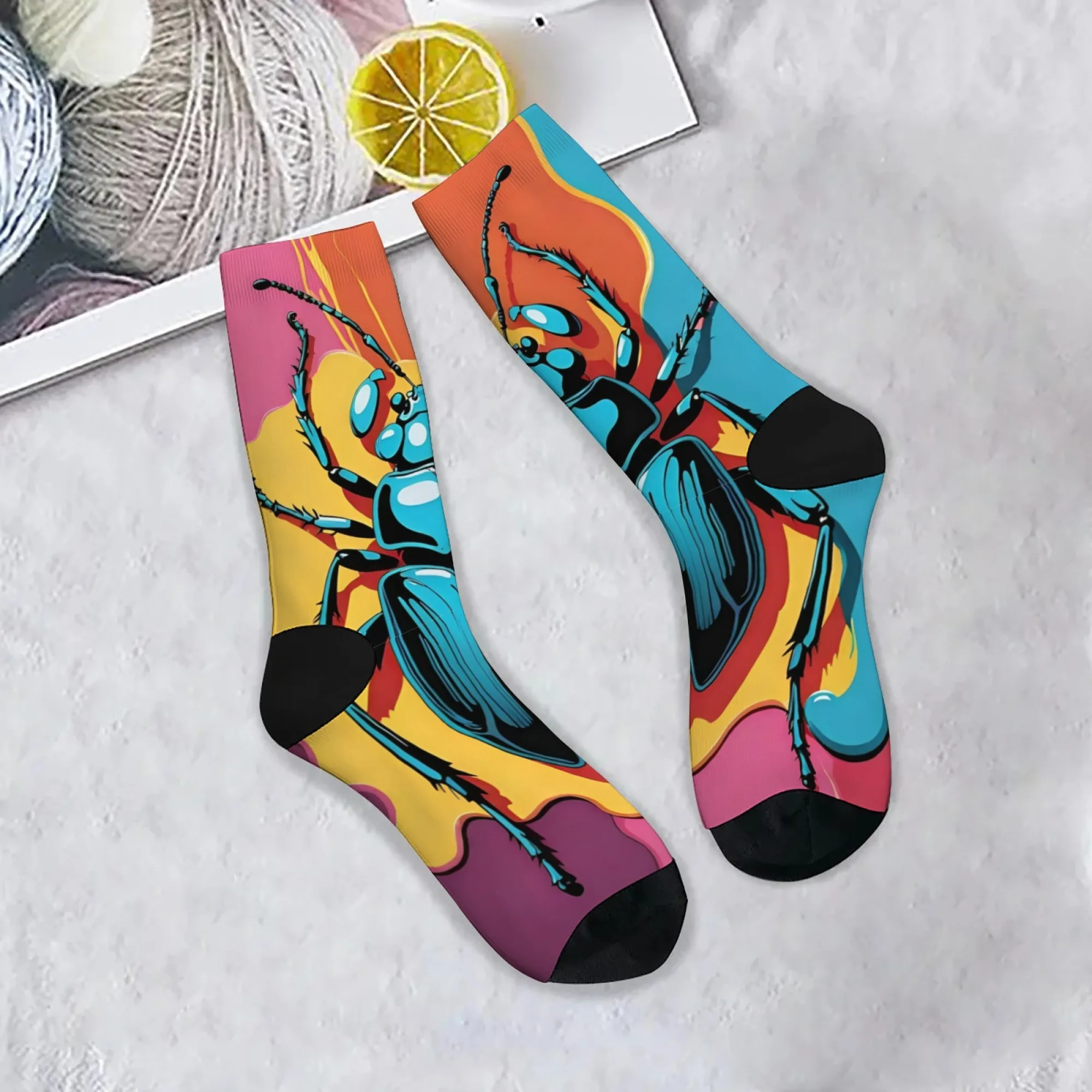 

Носки с принтом жука в стиле Харадзюку в стиле ретро, новинка, уличные носки в стиле хип-хоп, удобные дышащие нескользящие повседневные носки, подарок