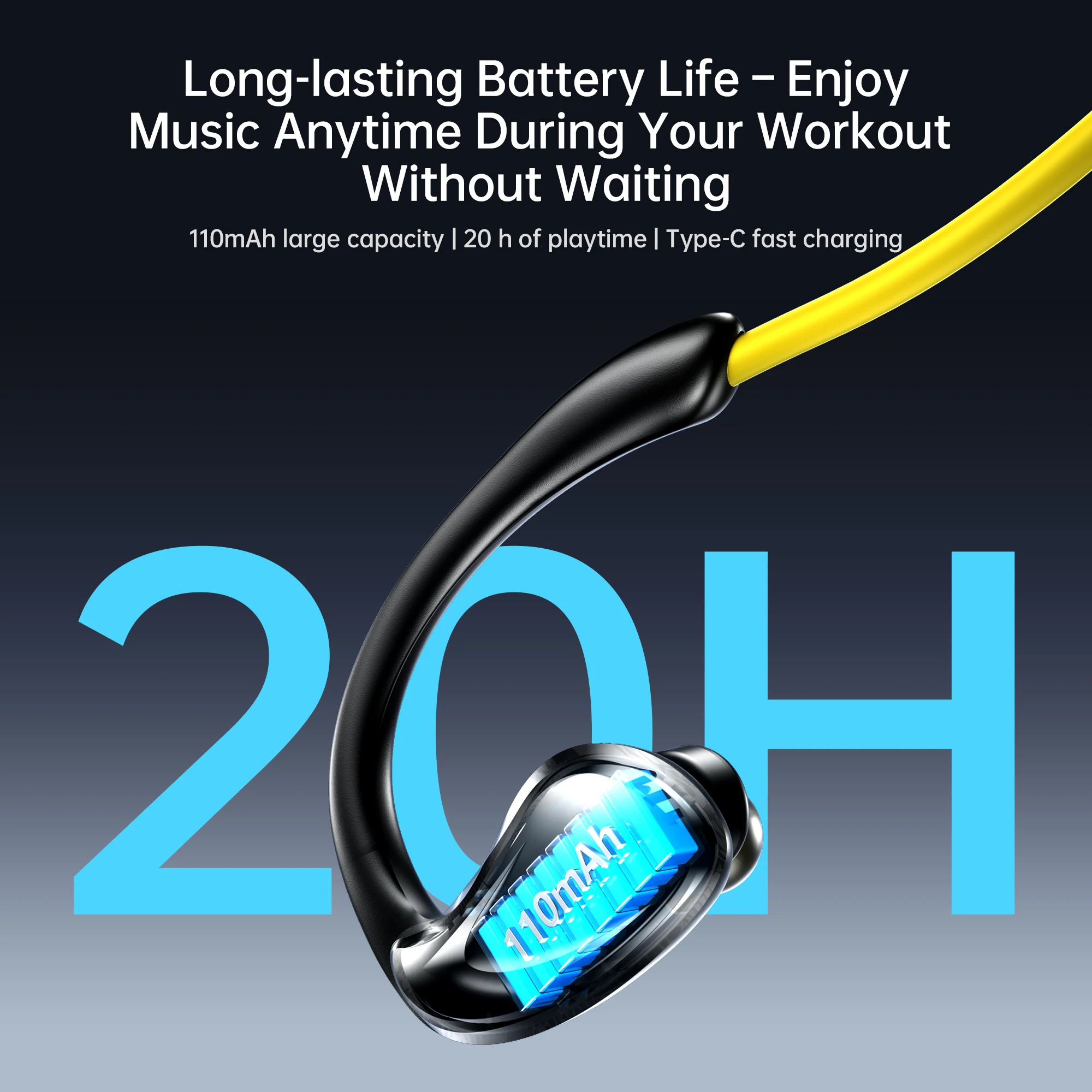 سماعات رأس بلوتوث Awei A880Pro بشريط حول الرقبة، بلوتوث 6.0، IPX4 مقاومة للماء، شحن سريع من النوع C، وقت تشغيل 20 ساعة، شحن IC Protec