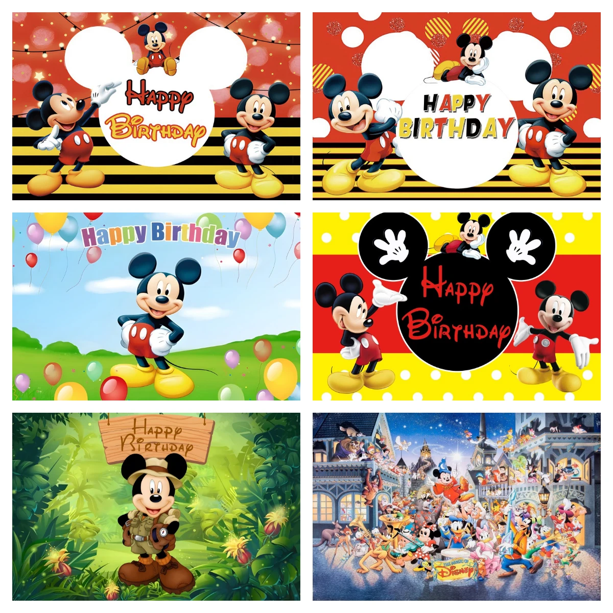 Customize Minnie Mickey Mouse Photo Backdrop Background For Photography Baby Shower Birthday Party Decoration Props Supplies