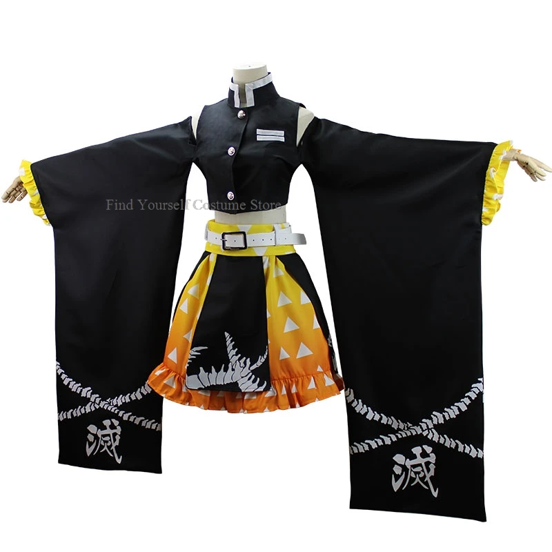 Demon Slayer Cosplay Outfits Costumes: New Items Adult Costume Zenitsu Women Men's Kid Off-the-shoulder Skirt Short Suit Whole