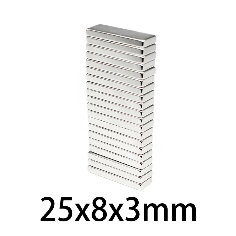 5/10/20/30/50/100PCS 25x8x3 Thin Quadrate Strong Powerful Magnets N35 Block Rare Earth Neodymium Magnet 25x8x3mm 25*8*3