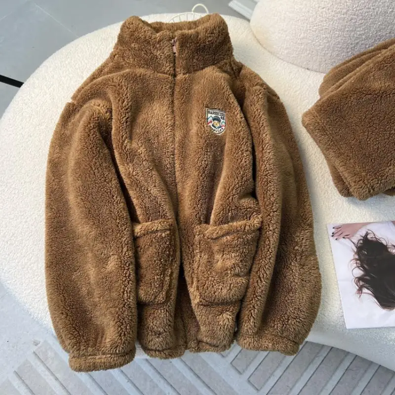 Men Winter Coral Fleece Pajamas Set Thicken Warm 2 Pcs Shirt&pants Homewear Long Sleeves Stand Collar Solid Color Sleepwear
