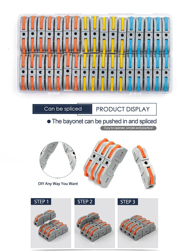 34PCS Boxed Lever Quick Home Draadconnectoren Terminals Dirigent Spliceable Butt Bedradingsblok Herbruikbare elektrische connectoren - afbeelding 2