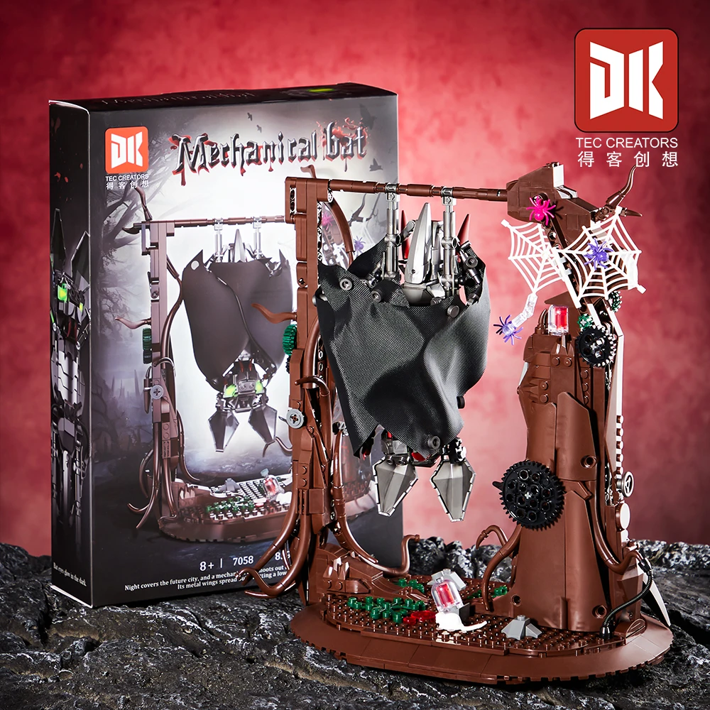 Deke Animal Model 7058 Mechanical Bionic Bat Mechanical Glasses Multiple Collection-level Model Assembly Building Block Toys
