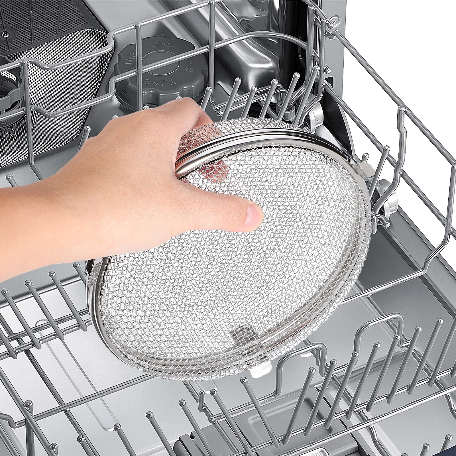 

Mesh Dishwasher Basket Stainless Steel Drying Net Container Round Shape Storage Baskets Utensil Holder Kitchen Tool