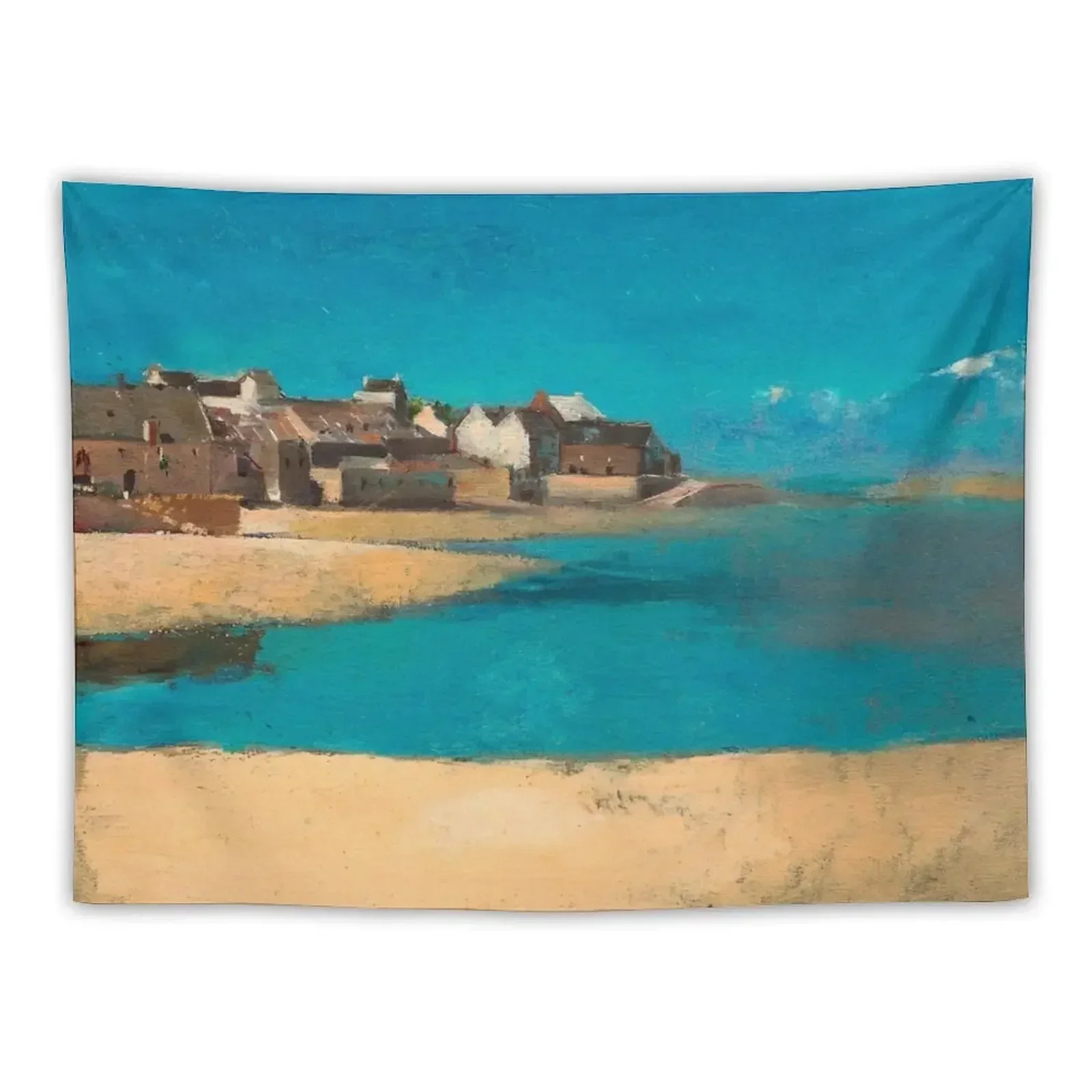 

Village by the Sea in Brittany (1880) by Odilon Redon Tapestry Christmas Decoration Bedroom Decor Tapestry