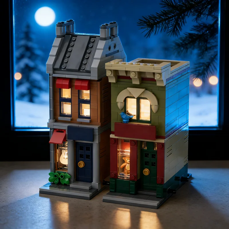 

888 шт. MOC модульный уличный пейзаж миди праздник основная уличная модель строительные блоки игрушки рождественские подарки строительство DIY идея