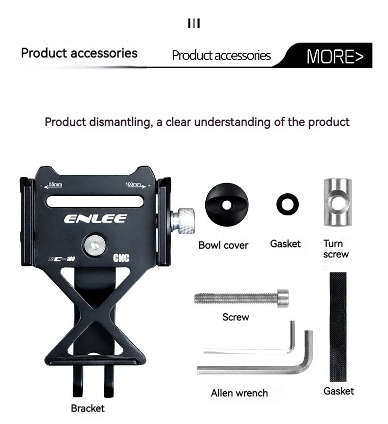 Enlee Motorrad Handy halter für alle Telefon Universal Fahrrad Lenker halter Fahrrad Radfahren Aluminium legierung Ständer – Detail 3