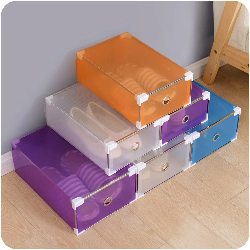 

5Pcs Transparent Drawer Type Shoes Storage Organizer White Box Stackable for Women Shoes Socks Belts Accessories