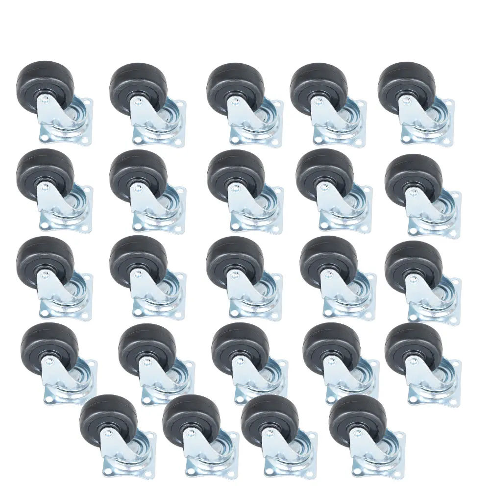 24 Pack 2 Inch Heavy Duty Swivel Caster Wheels with Rubber Rollers and Ball Bearing Smooth Gliding for Furniture Cart Dolly Workbench Garage Workshop Moving