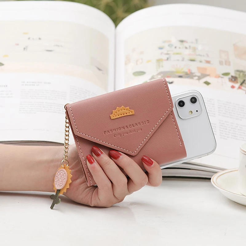 Monedero pequeño y plegable para mujer, cartera bonita con tarjetero, monedero corto a la moda, novedad