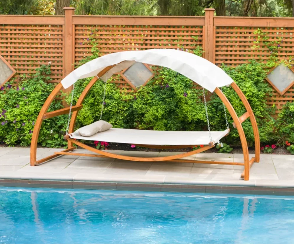 Modern 2-Person Waterproof Patio Swing Hammock With Stand Outdoor Furniture Featuring Mosquito Net And Durable Design