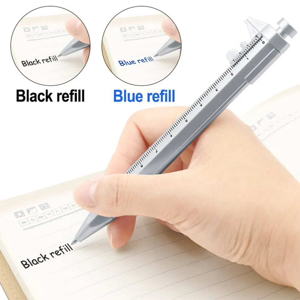 Multifunction Ballpoint Pen Vernier Caliper 0.5mm Refill Gel Ink Pen Caliper Roller Pen Student Stationery Ball-Point Ruler