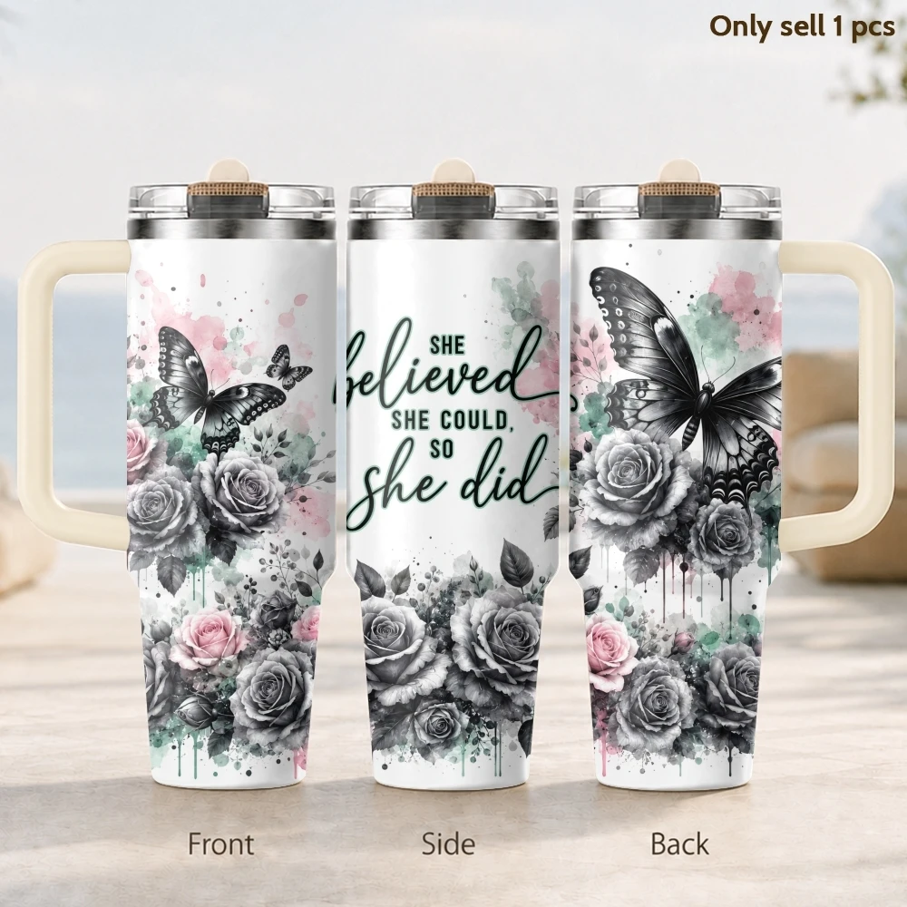 

Darling just believe in yourself Vacuum Flasks 40oz 3rd Gen Vacuum Insulated Stainless Steel Tumbler Cup with Handle Straw Lid