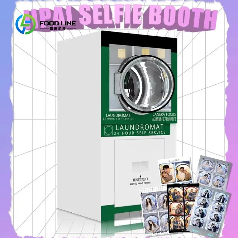 Customized Washing Machine-Themed Photo Booth Enclosures with Instant Photo Printing, High-Quality Durable Design