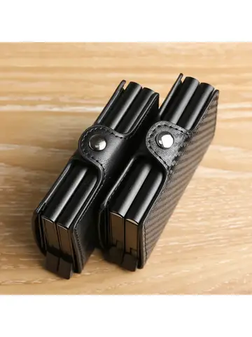 Large Capacity Double Layer ID Credit Card Holder Anti Rfid Blocking Protected Magic Wallet for Men Carbon Fiber Cardholder Case