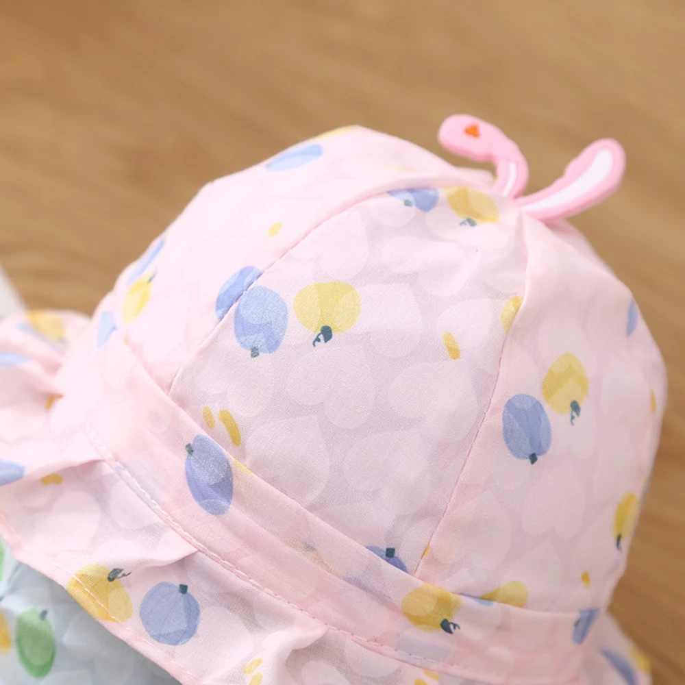 Printed Baby Fisherman Hat Drawstring Boys Girls Sun Visor Korean Spring Autumn Thin Baby Bucket Hats Caps For Kids 0-3 Months