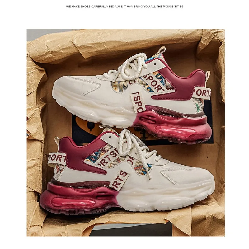 Men's Air Cushion Dad Sneakers 2026 New Shock Absoing Thick Sole Height Increasing Casual Running Streetwear Footwear