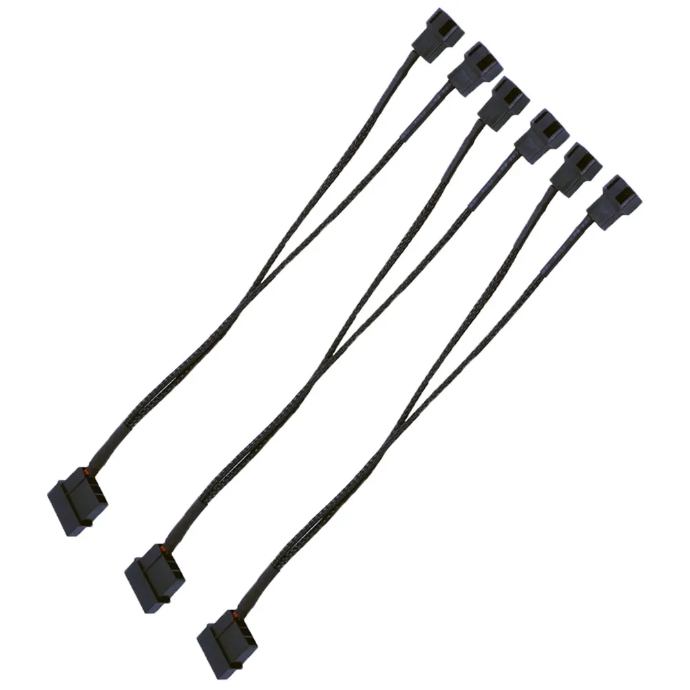 3Pcs Black Bundle Pwm Fan Splitter Extension Cables CPU Cooler Case Fan Adapter Connector High Compatibility